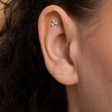 14K Gold Diamond Helix Stud Earring