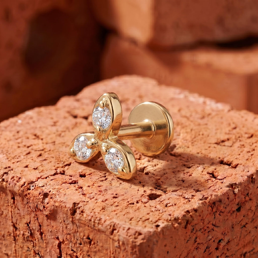 14K Gold Diamond Helix Stud Earring