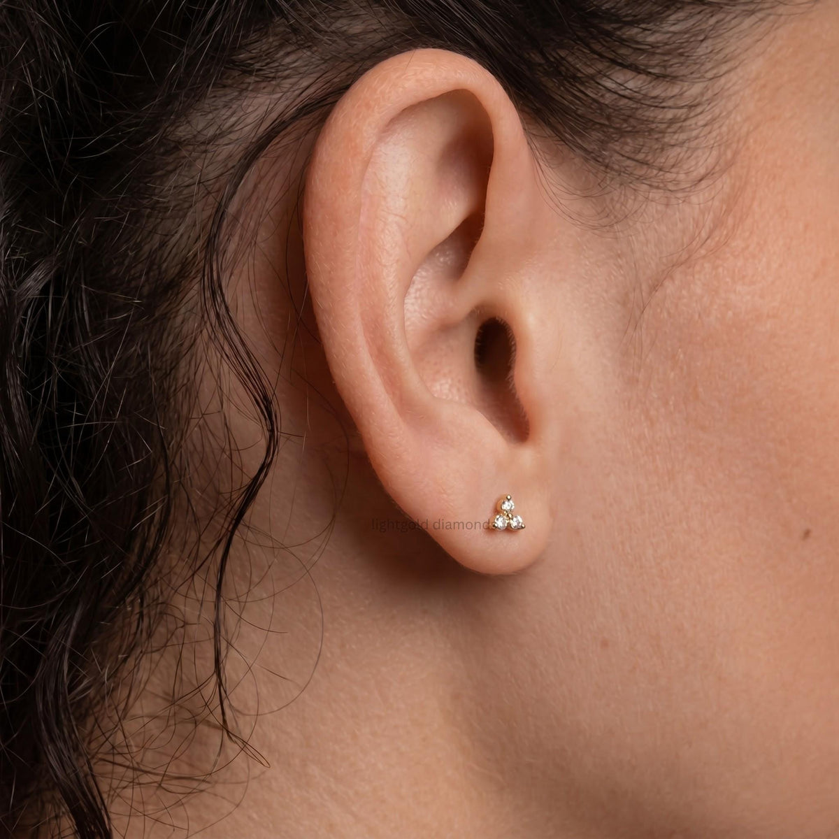 14K Gold Diamond Helix Stud Earring