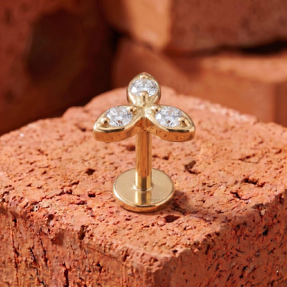 14K Gold Diamond Helix Stud Earring