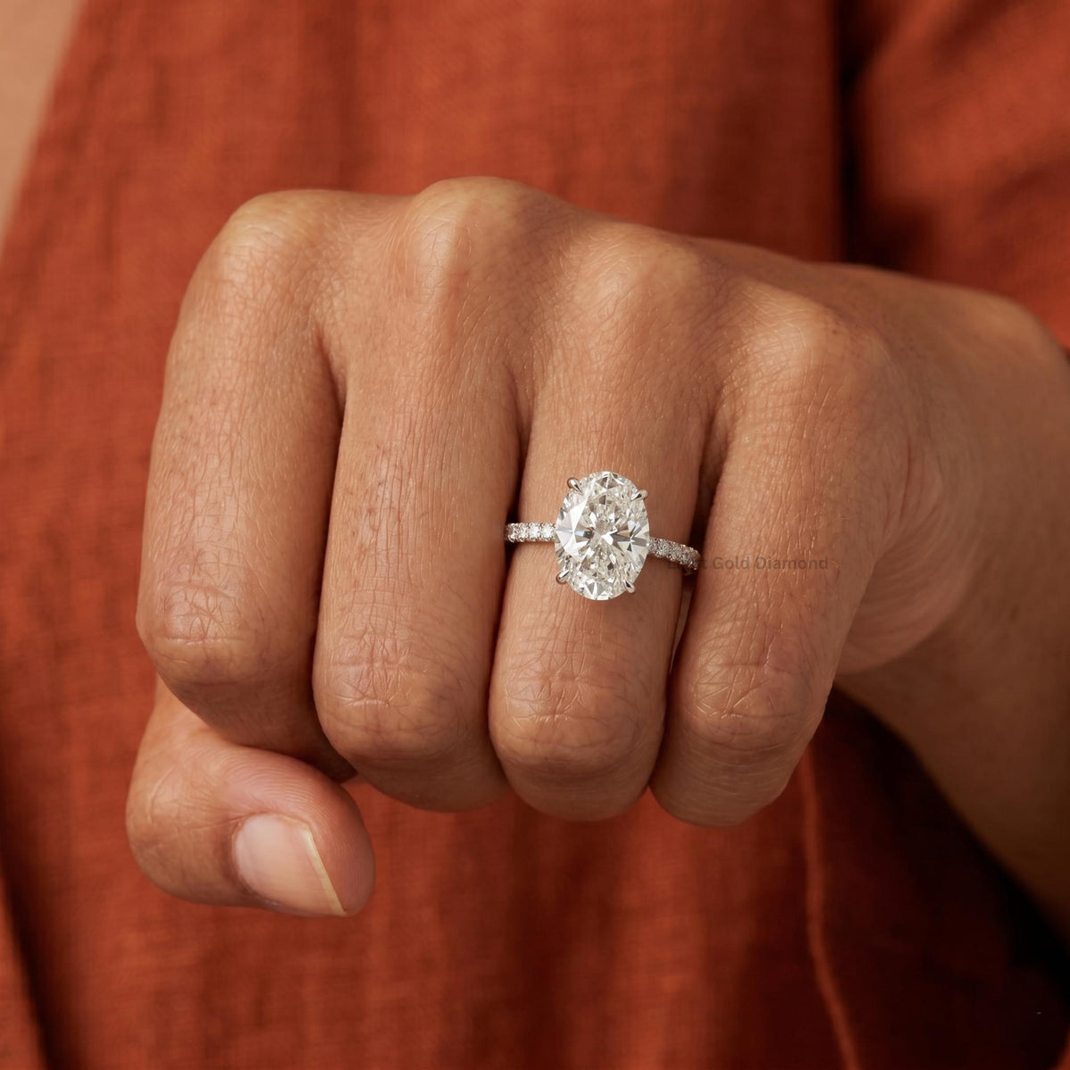 4 Carat Lab Grown Oval Diamond Engagement Ring