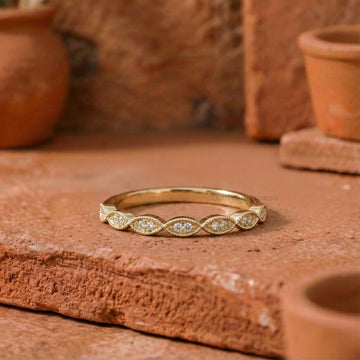 Art Deco Lab Grown Diamond Half Eternity Band