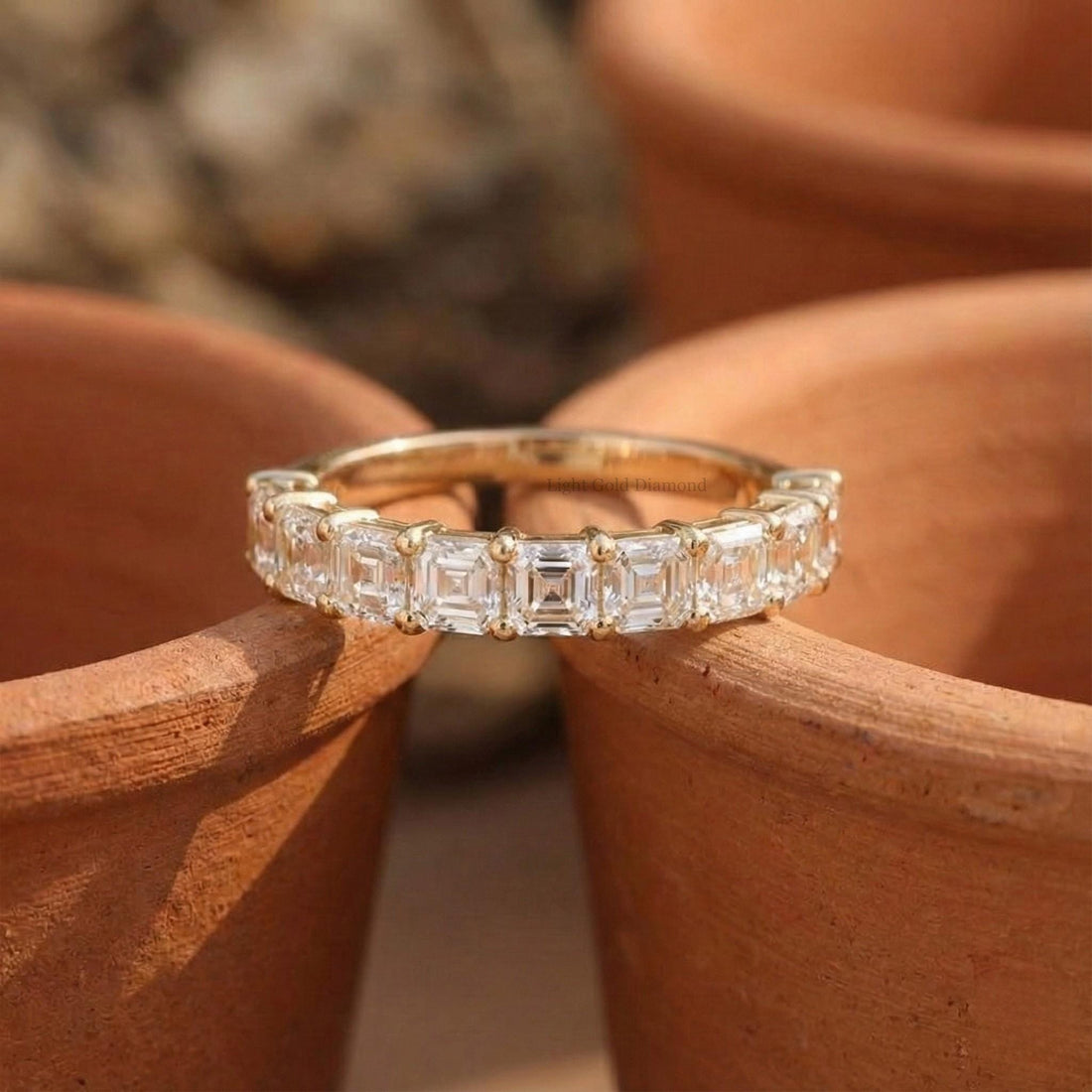 Asscher Cut Lab Grown Diamond Wedding Ring
