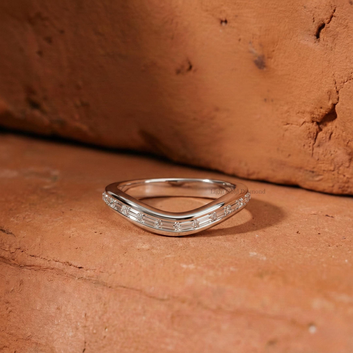 Baguette Cut Lab Grown Diamond Curved Band
