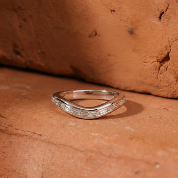 Baguette Cut Lab Grown Diamond Curved Band