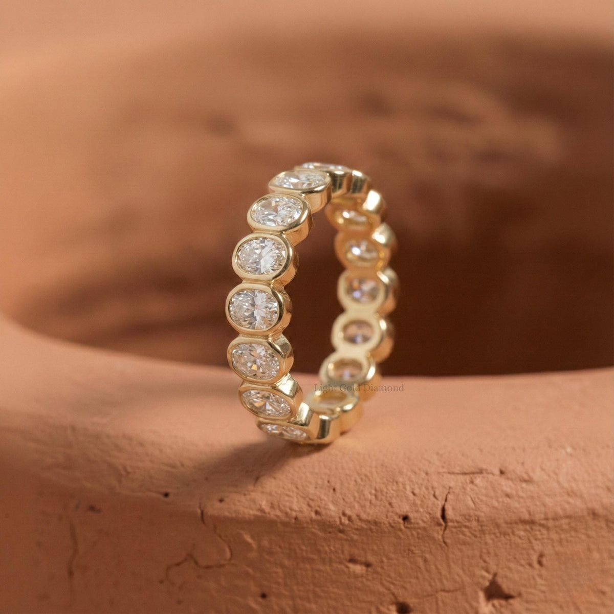 Bezel Oval Lab Grown Diamond Full Eternity Band