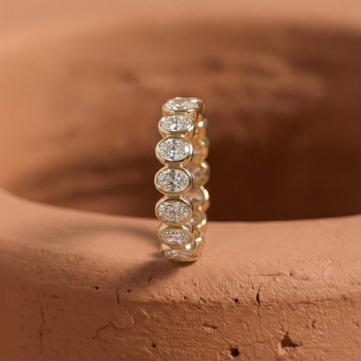 Bezel Oval Lab Grown Diamond Full Eternity Band