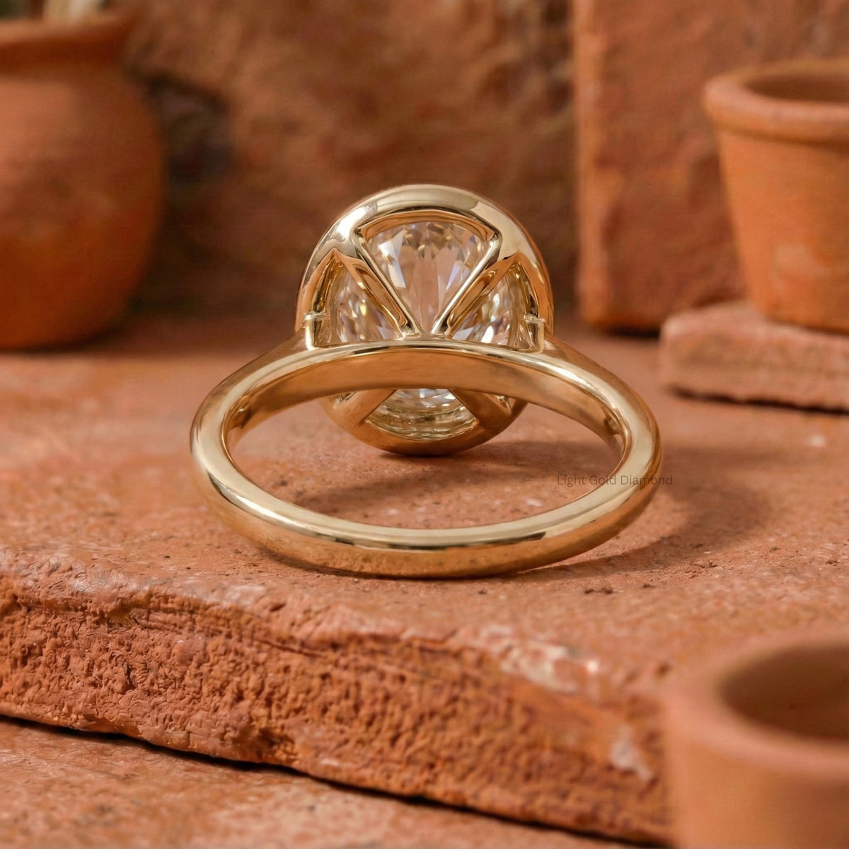Bezel Set Oval Cut Lab Grown Diamond Ring