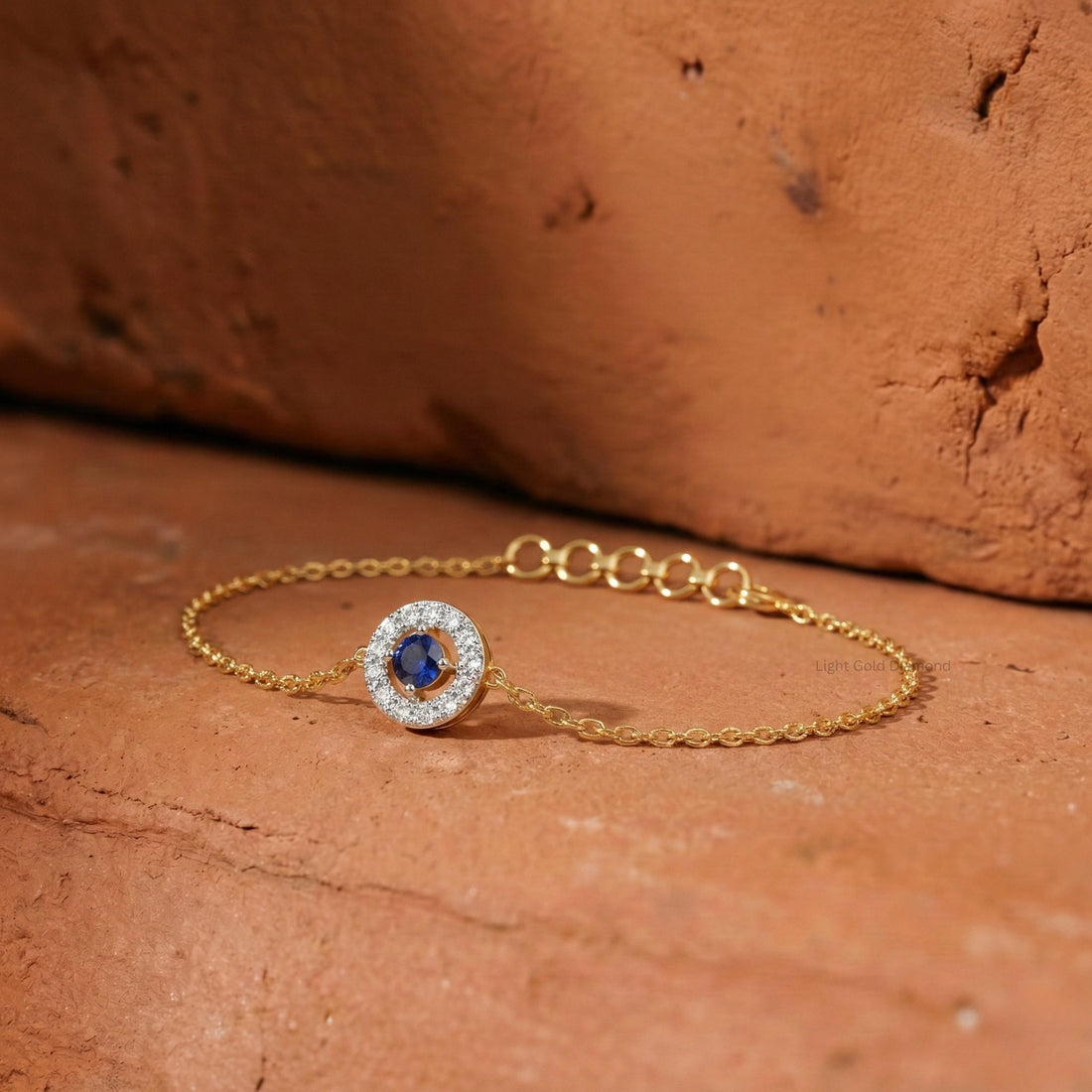 Blue Sapphire Halo Diamond Bracelet