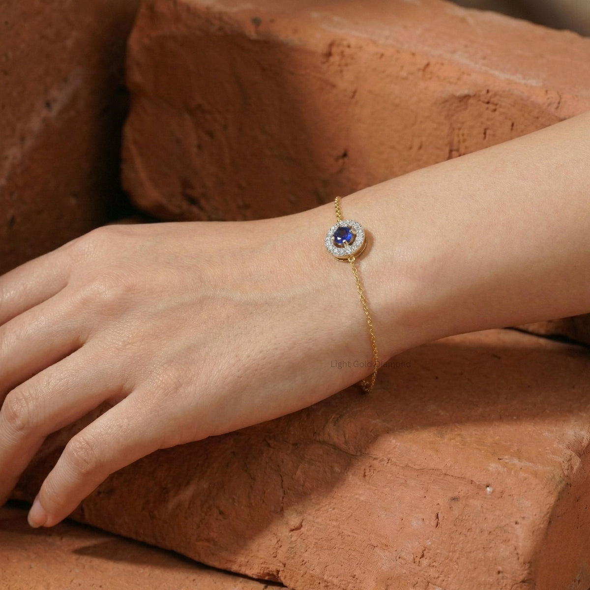 Blue Sapphire Halo Diamond Bracelet