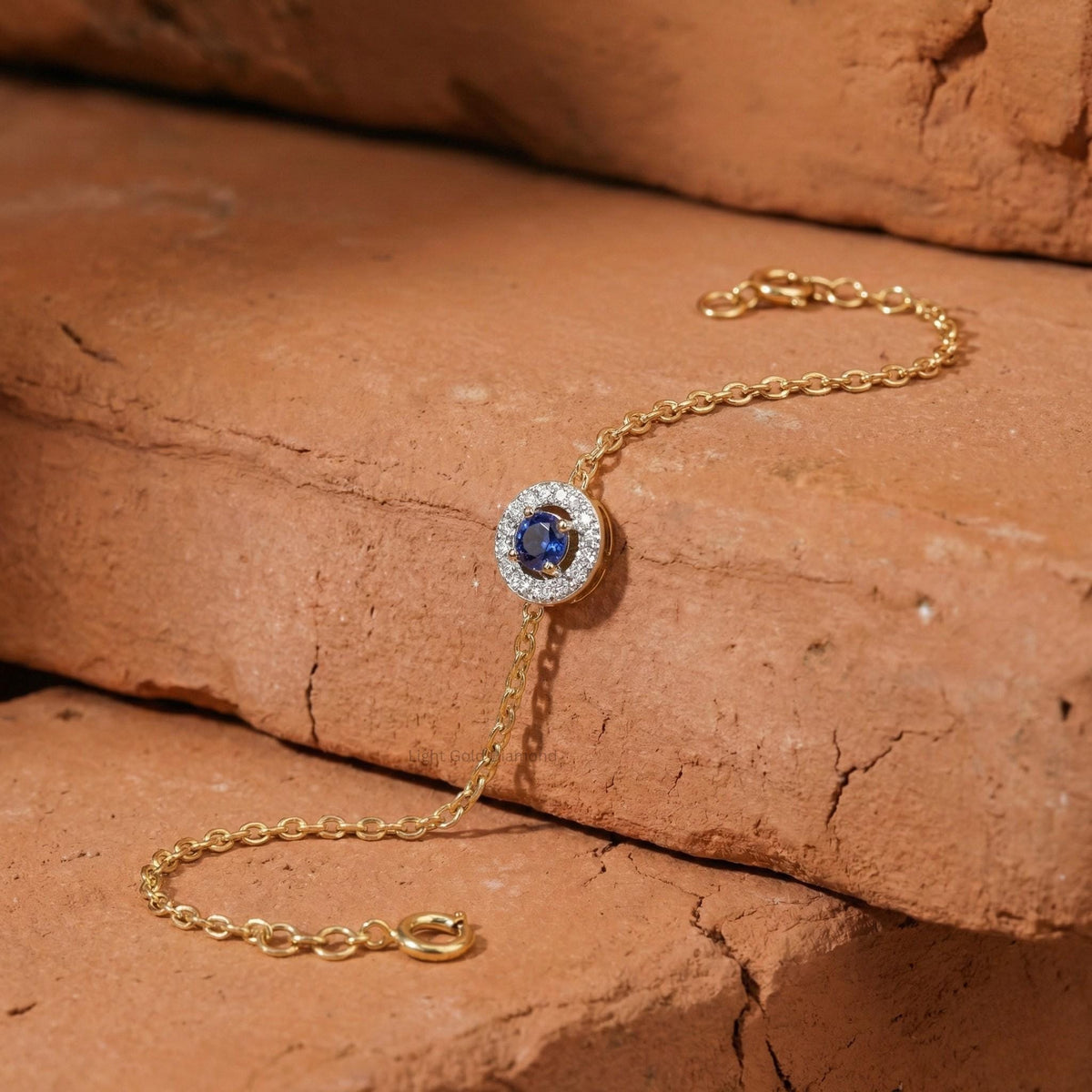 Blue Sapphire Halo Diamond Bracelet
