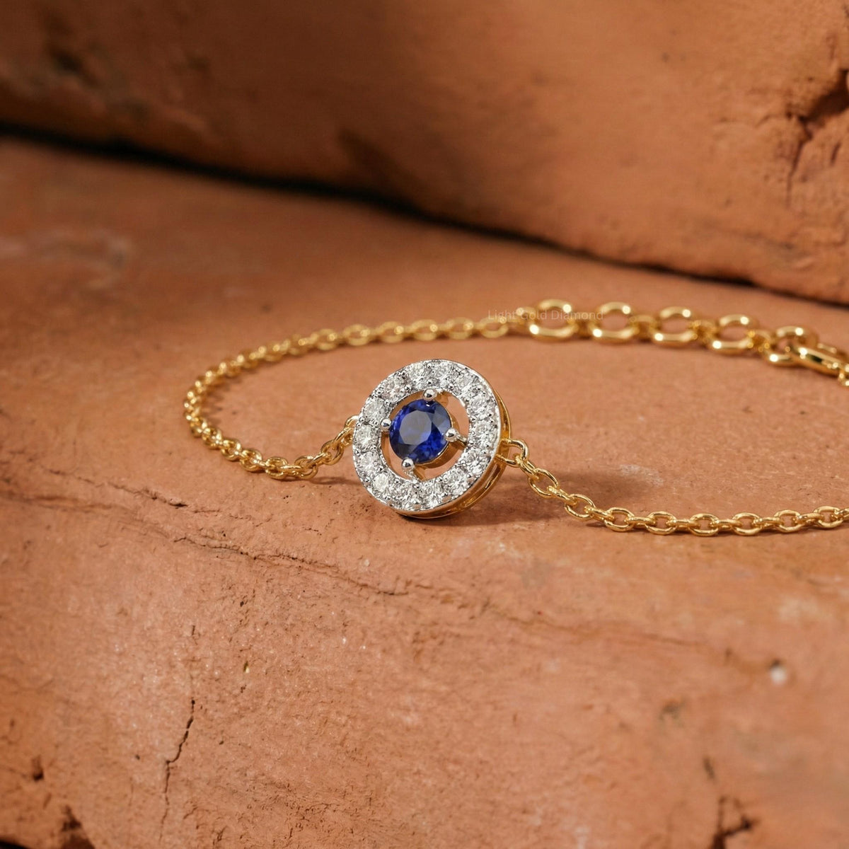 Blue Sapphire Halo Diamond Bracelet