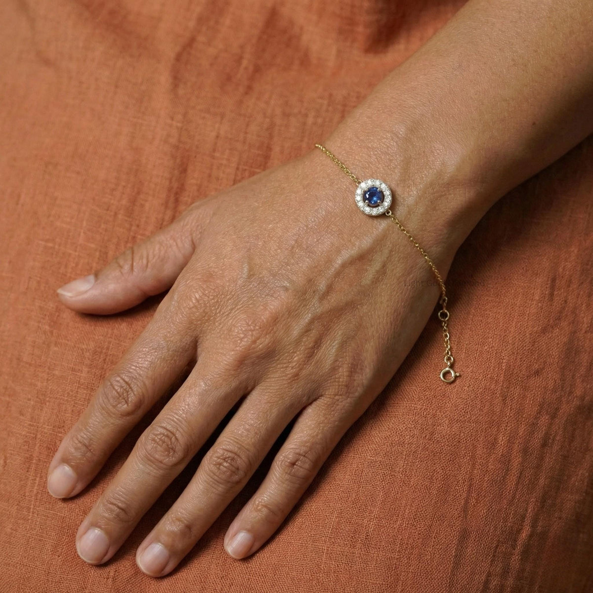 Blue Sapphire Halo Diamond Bracelet