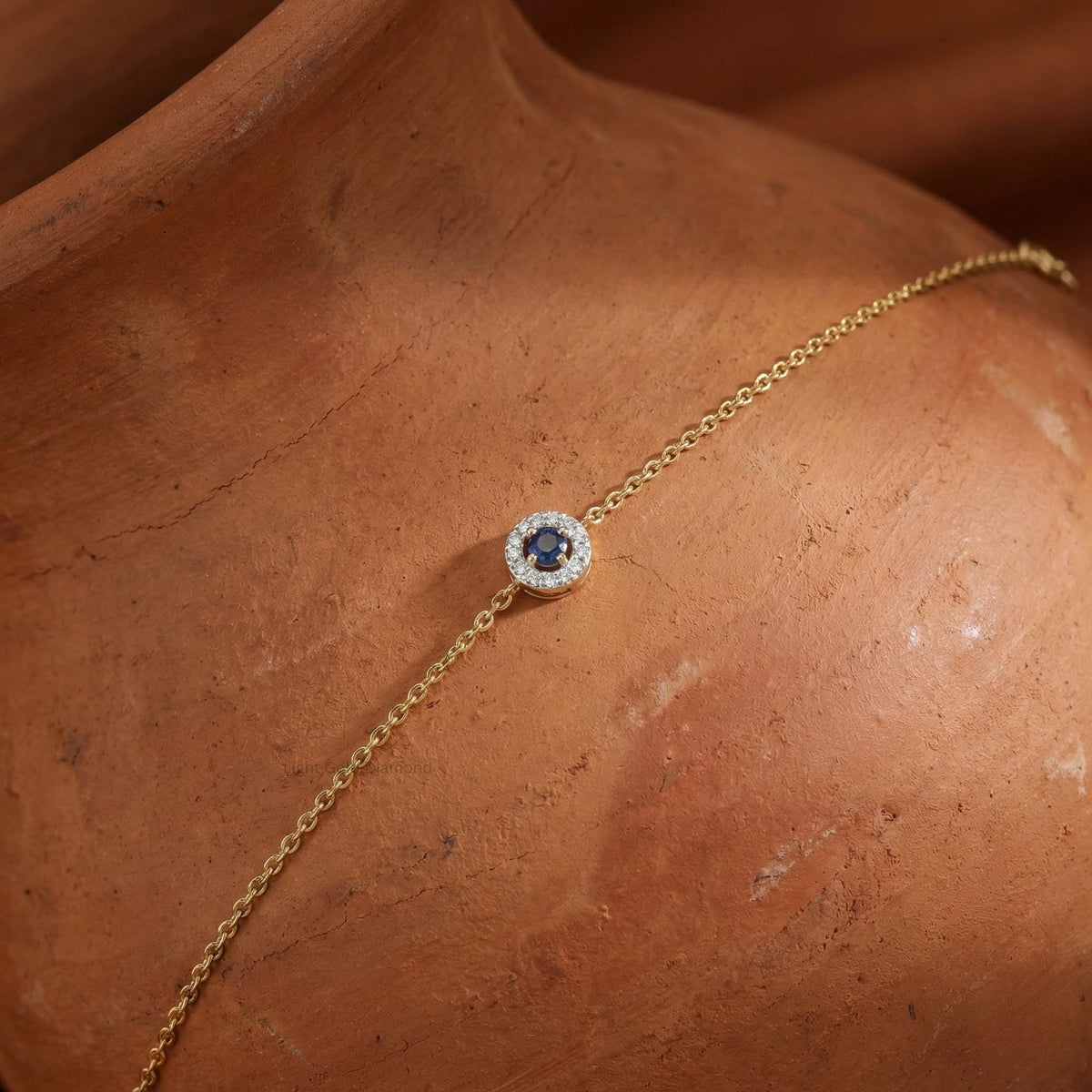 Blue Sapphire Halo Diamond Bracelet