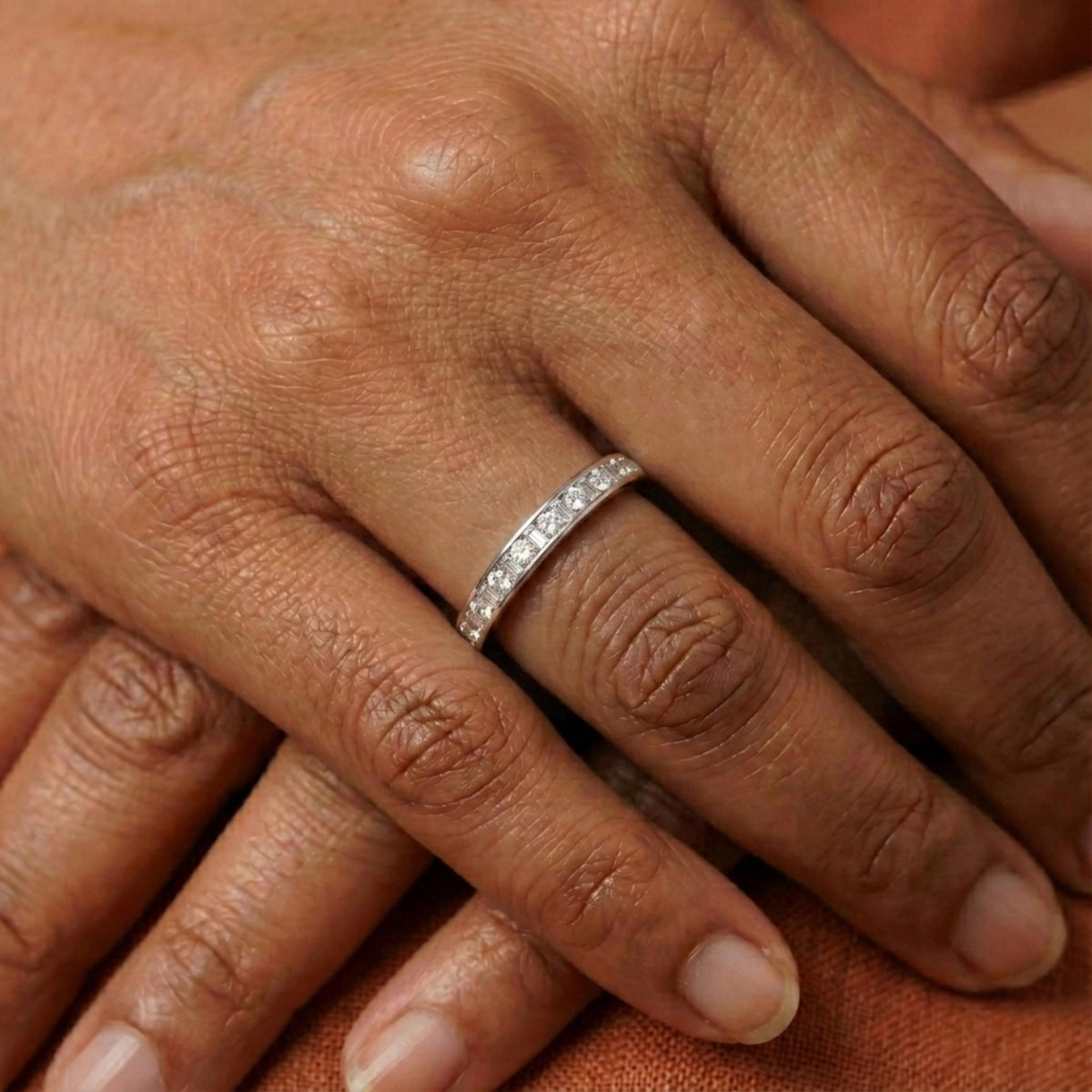 Channel Set Lab Grown Diamond Wedding Band
