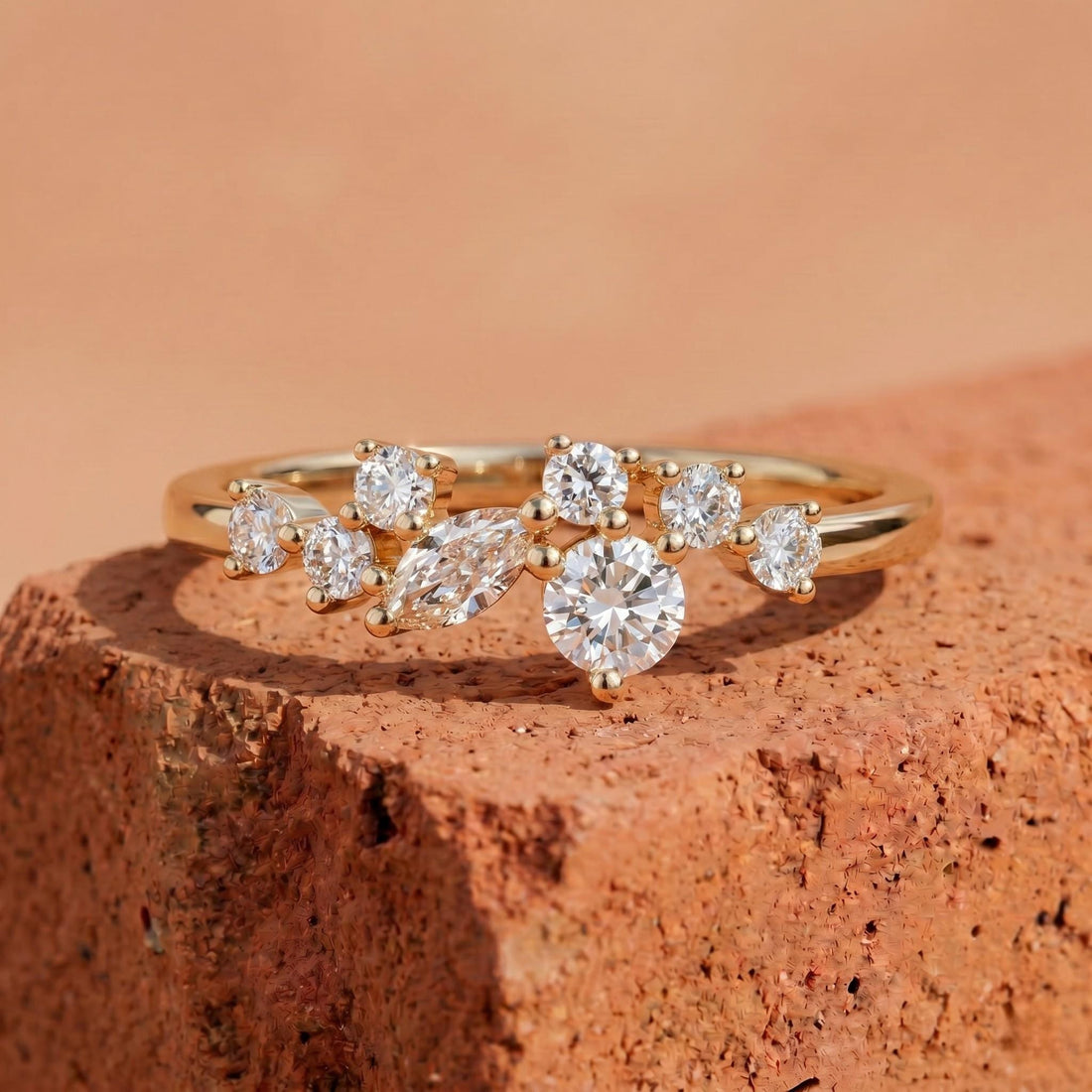 Cluster Lab Diamond Ring in Branch Style