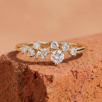 Cluster Lab Diamond Ring in Branch Style