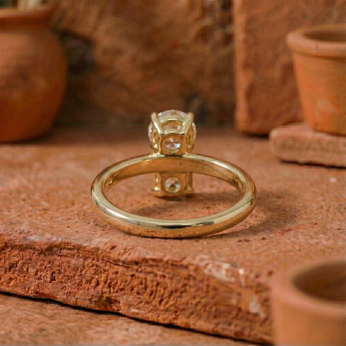 Dainty Baguette & Round Cut Lab Grown Diamond Ring