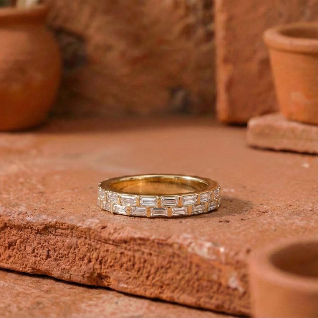Double Row Baguette & Round Lab Grown Diamond Band