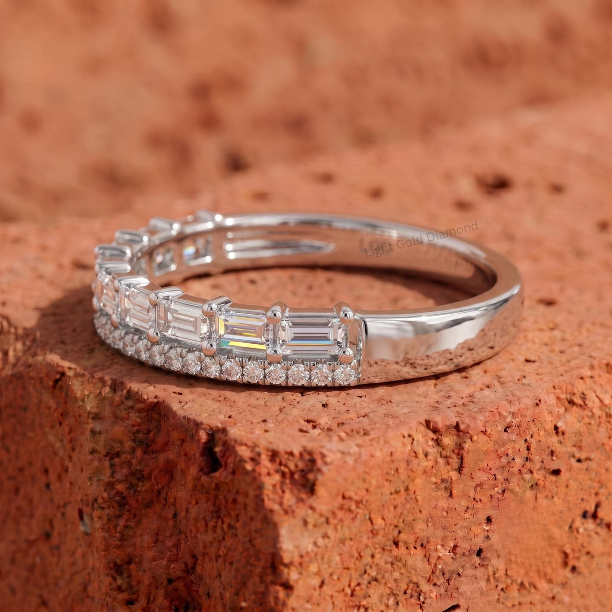 Double Row Baguette & Round Lab Grown Diamond Band
