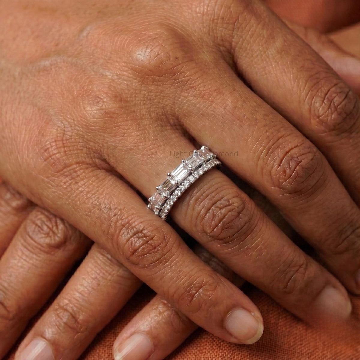 Double Row Baguette & Round Lab Grown Diamond Band
