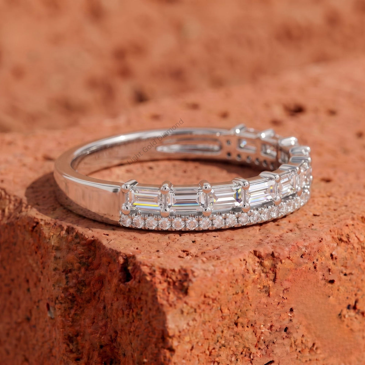 Double Row Baguette & Round Lab Grown Diamond Band
