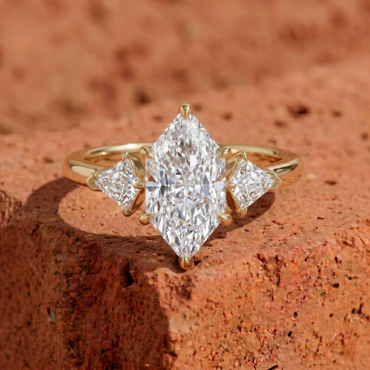 Dutch Marquise Engagement Ring Three Stone