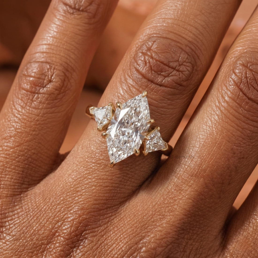 Dutch Marquise Engagement Ring Three Stone
