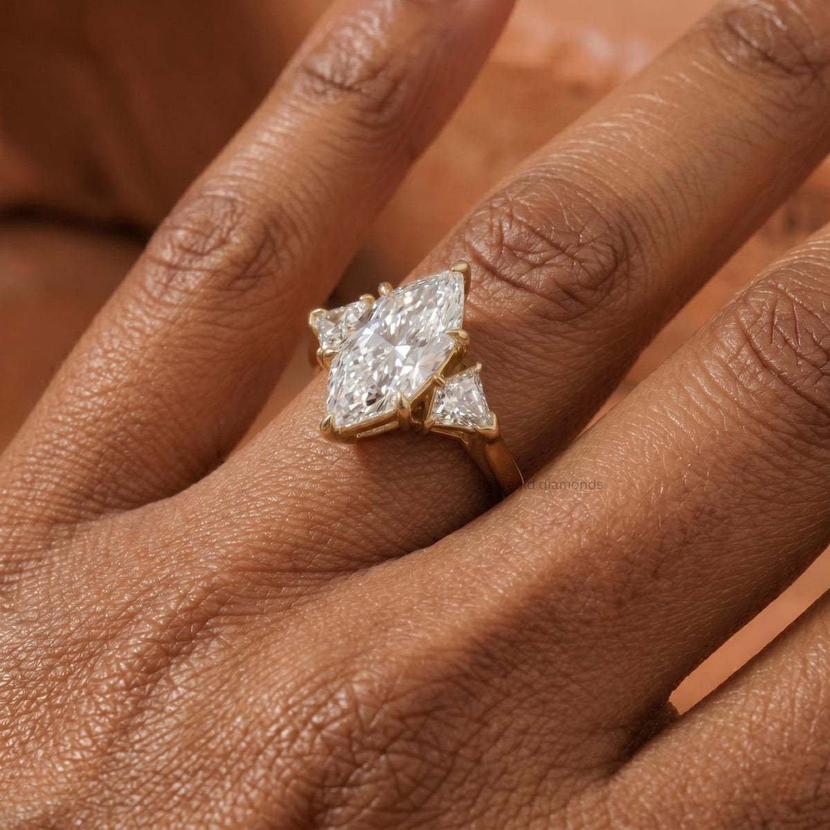 Dutch Marquise Engagement Ring Three Stone