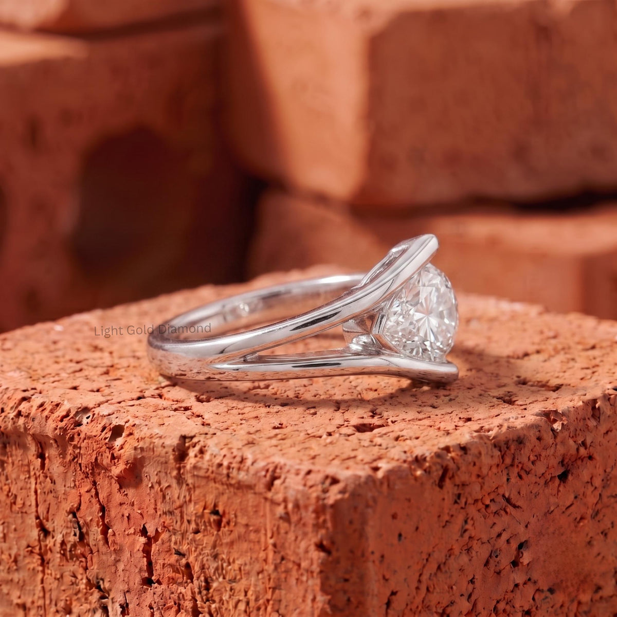East West Pear Cut Lab Grown Diamond Ring