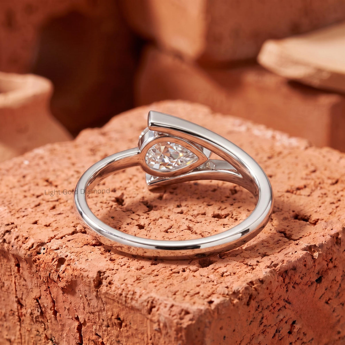 East West Pear Cut Lab Grown Diamond Ring