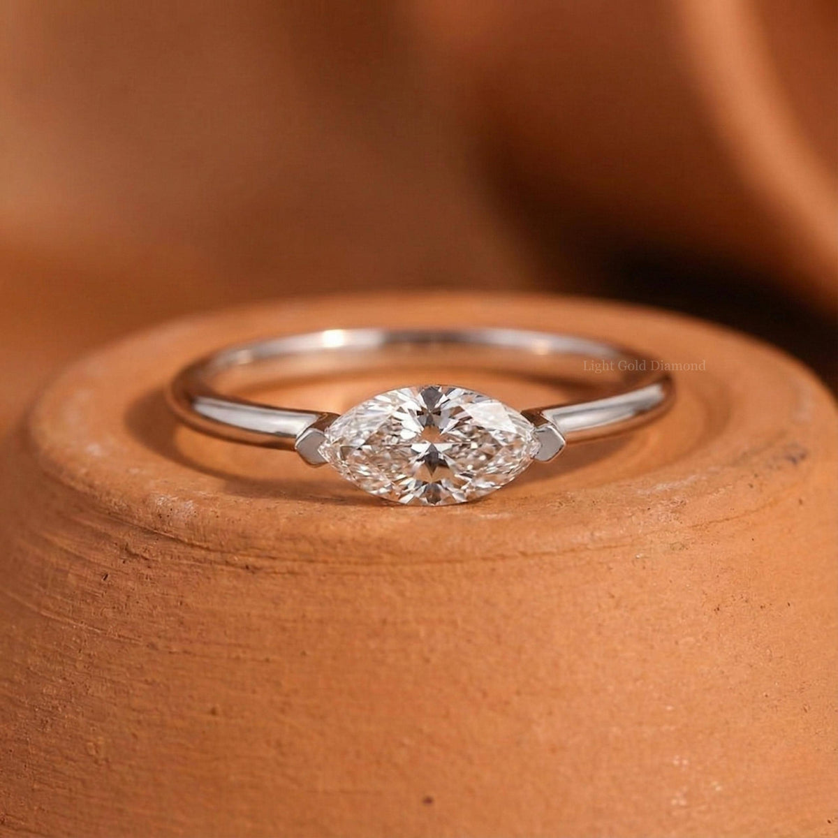 East West Set Marquise Lab Diamond Ring