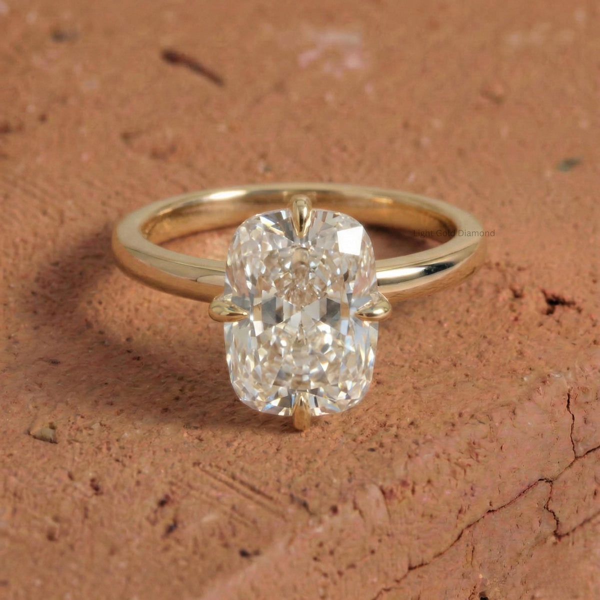 Elongated Cushion Lab Diamond Solitaire Engagement Ring