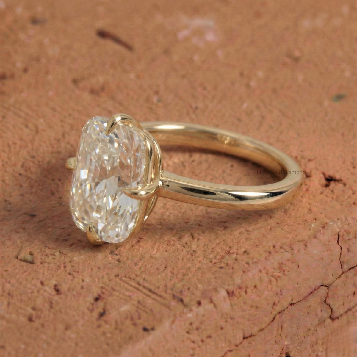 Elongated Cushion Lab Diamond Solitaire Engagement Ring