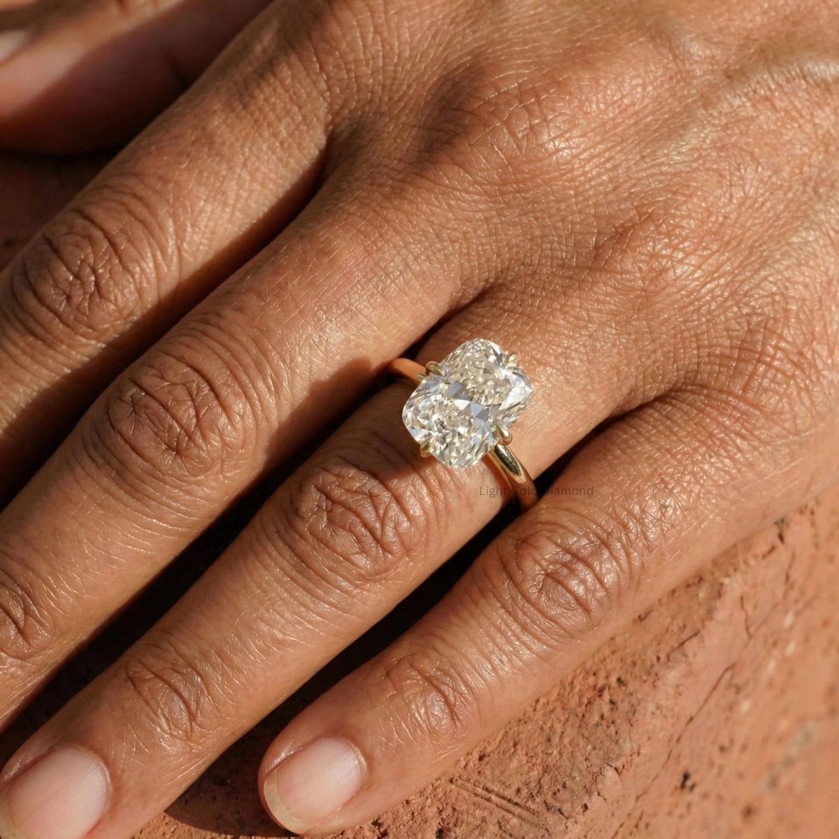 Elongated Cushion Lab Diamond Solitaire Engagement Ring