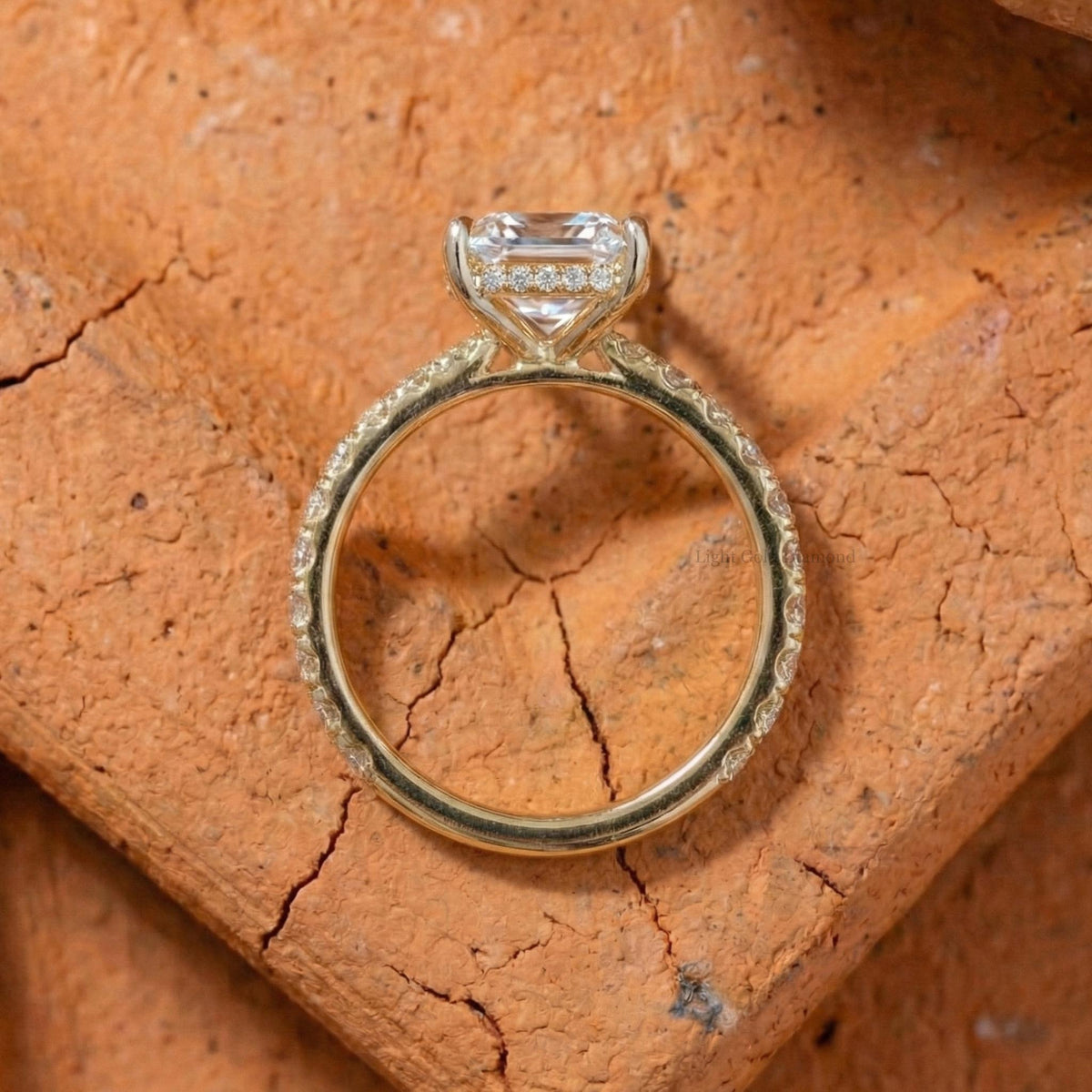 Emerald Cut Lab Grown Diamond Hidden Halo Ring