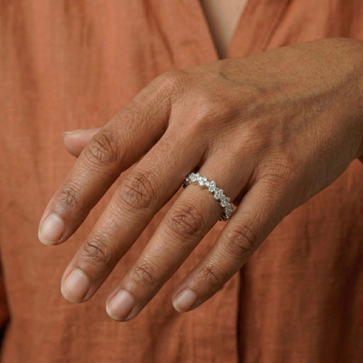Floral Lab-Grown Diamond Wedding Band