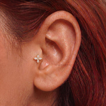 Floral Marquise Diamond Stud Earrings
