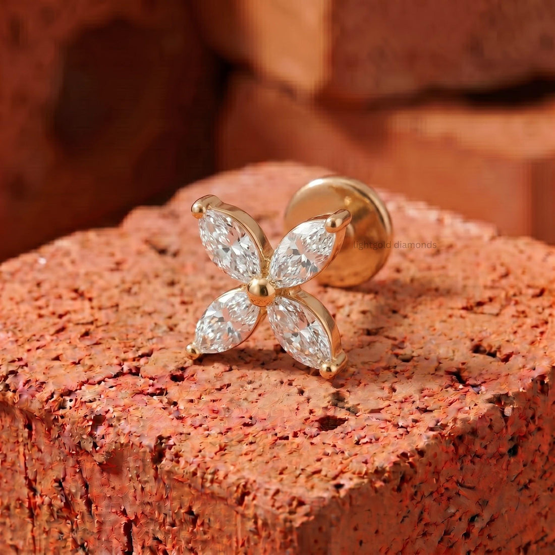 Floral Marquise Diamond Stud Earrings