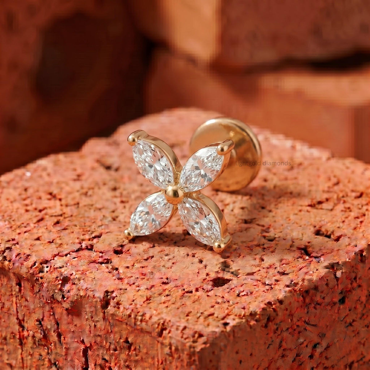 Floral Marquise Diamond Stud Earrings