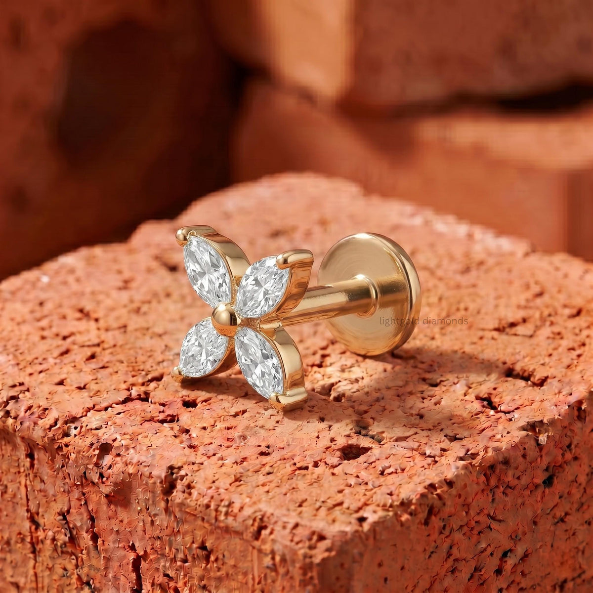 Floral Marquise Diamond Stud Earrings