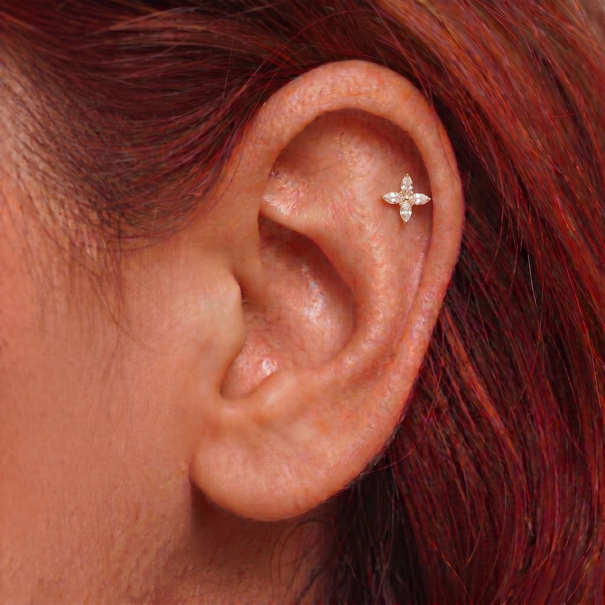 Floral Marquise Diamond Stud Earrings