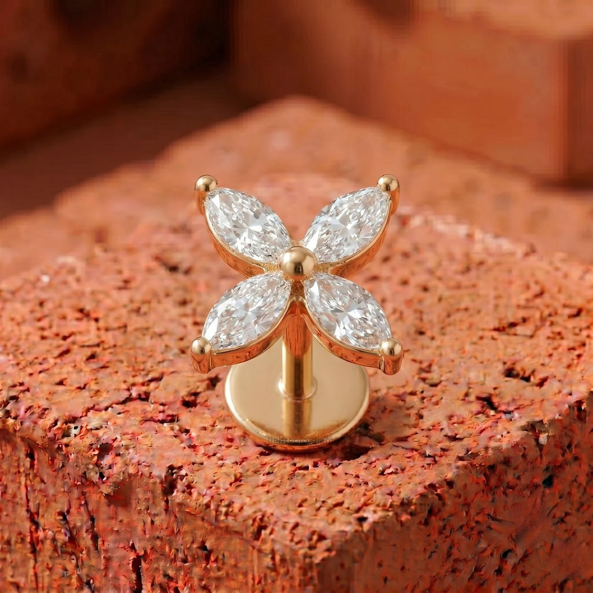 Floral Marquise Diamond Stud Earrings