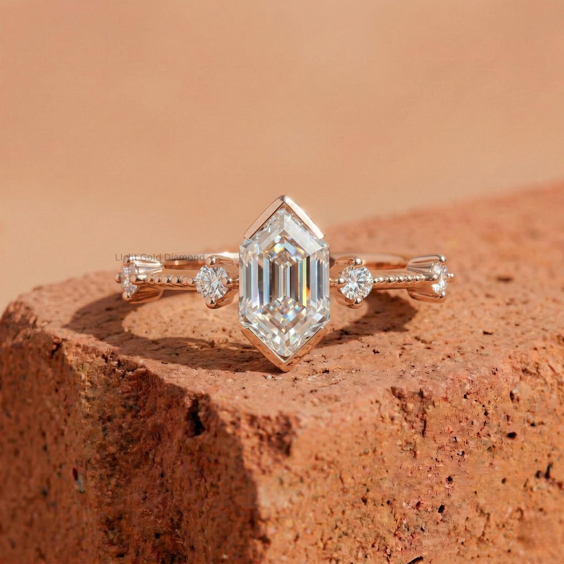 Hexagon Cut Lab Grown Diamond Ring