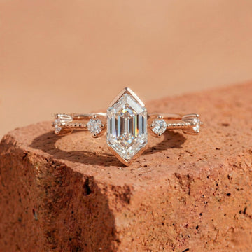 Hexagon Cut Lab Grown Diamond Ring