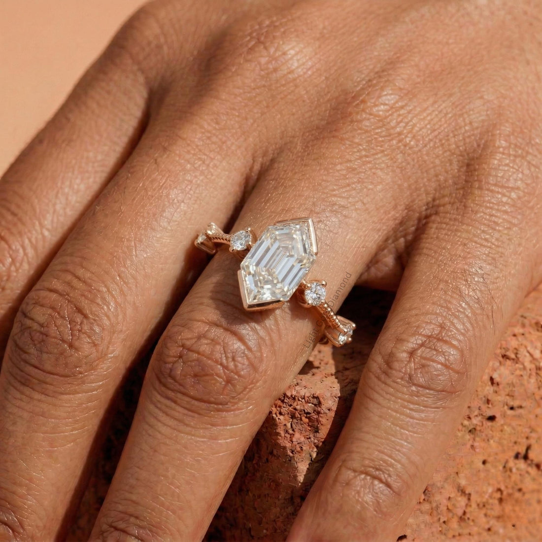 Hexagon Cut Lab Grown Diamond Ring