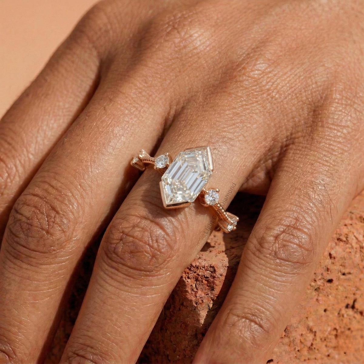 Hexagon Cut Lab Grown Diamond Ring