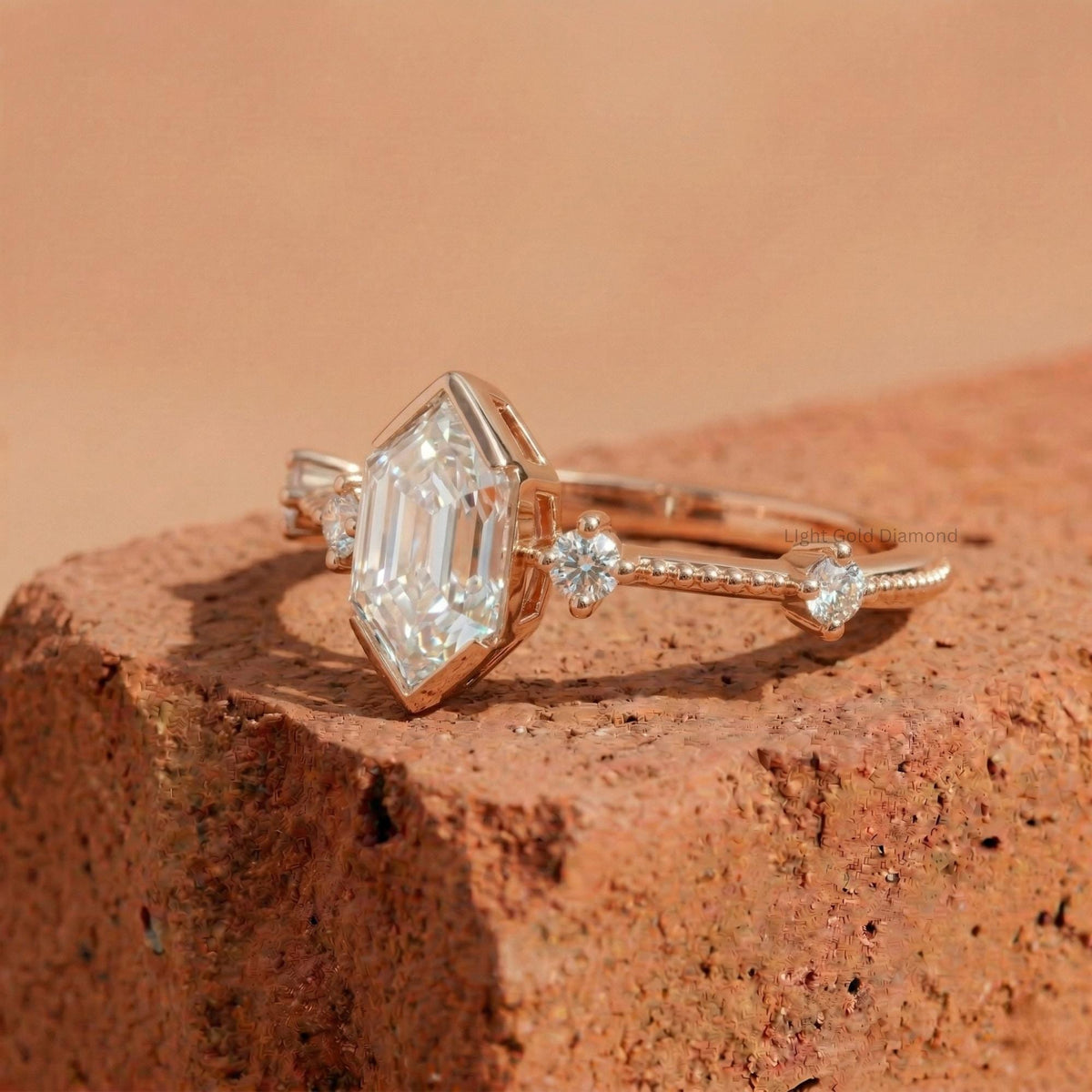 Hexagon Cut Lab Grown Diamond Ring