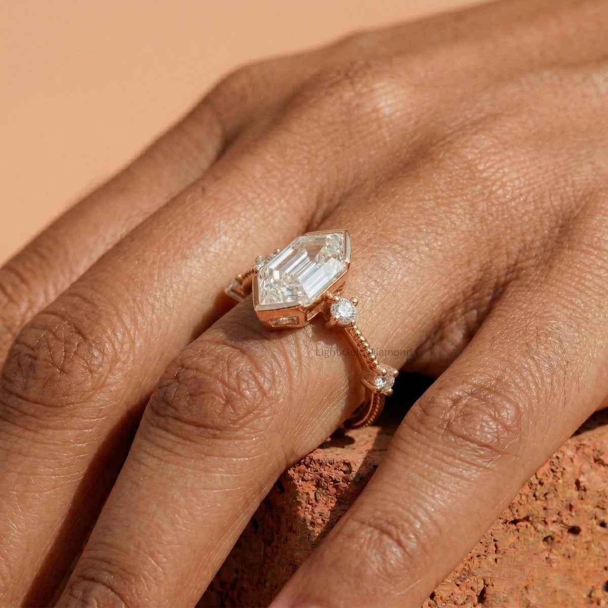 Hexagon Cut Lab Grown Diamond Ring