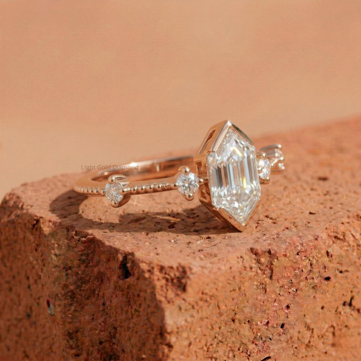 Hexagon Cut Lab Grown Diamond Ring 